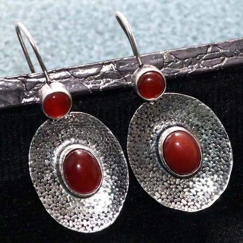 Orecchini corniola ovale - , con