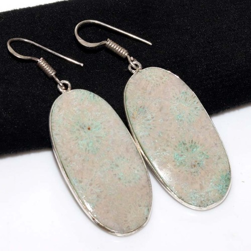 Orecchini corallo fossile